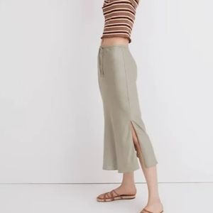 Madewell Linen-Blend Drawstring Midi Skirt